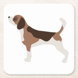 Posavasos Cuadrado De Papel Cachorro de dibujos animados mamá Beagle adorable 