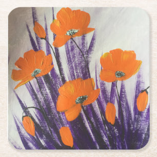 Posavasos Cuadrado De Papel Cachorros naranjas silvestres 