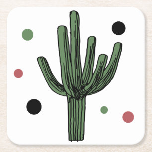 Posavasos Cuadrado De Papel Cactus