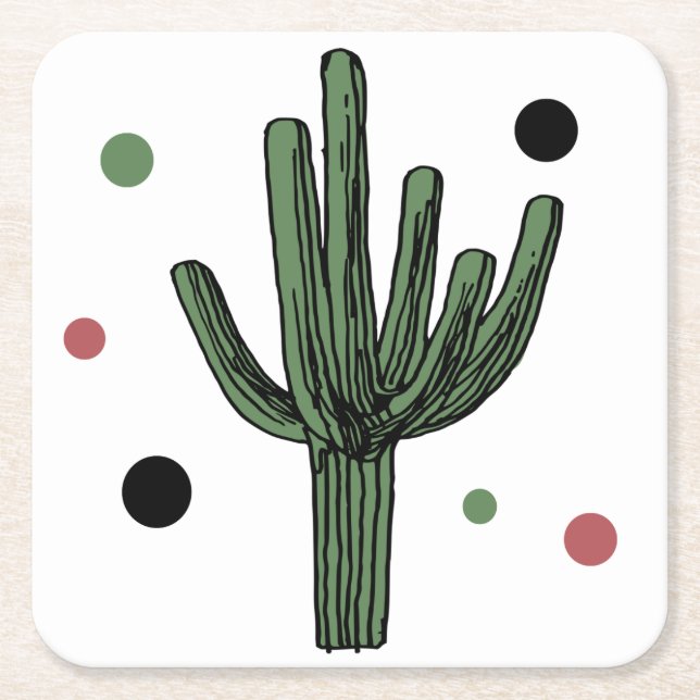 Posavasos Cuadrado De Papel Cactus (Anverso)