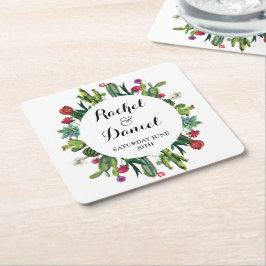 Posavasos Cuadrado De Papel Cactus Coaster Wedding Party Cacti Fiesta