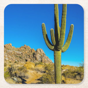 Posavasos Cuadrado De Papel Cactus derecho