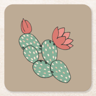Posavasos Cuadrado De Papel Cactus Pear Pear