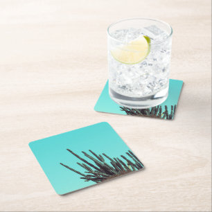 Posavasos Cuadrado De Papel Cactus Verde pálido Plantas suculentas Minimalismo