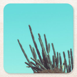 Posavasos Cuadrado De Papel Cactus Verde pálido Plantas suculentas Minimalismo