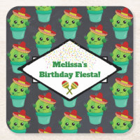 Cactus verdes felices en un patrón de Sombrero Roj