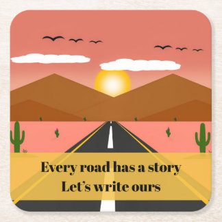 Posavasos Cuadrado De Papel "Cada Carretera Tiene Una Historia"