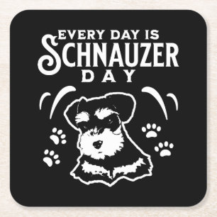 Posavasos Cuadrado De Papel Cada día es el Día de Schnauzer