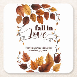 Posavasos Cuadrado De Papel Caer Enamorada Del Otoño Deja Baby Shower