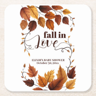 Posavasos Cuadrado De Papel Caer Enamorada Del Otoño Deja Baby Shower