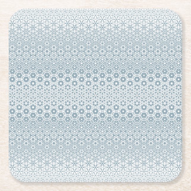 Posavasos Cuadrado De Papel Café ciego geométrico blanco y gris (Anverso)