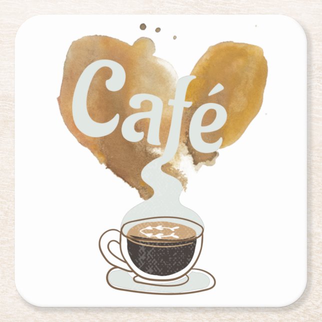 Posavasos Cuadrado De Papel Café - Coffee Lover (Anverso)