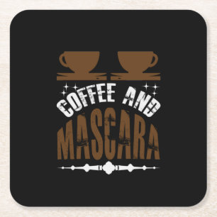 Posavasos Cuadrado De Papel Café De Arte Y Mascara