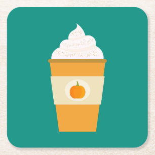 Posavasos Cuadrado De Papel Café de leche con especias de calabaza
