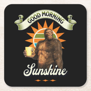 Posavasos Cuadrado De Papel Café Divertido Bigfoot Humor Matutino