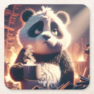 Posavasos Cuadrado De Papel Café Fantasy Cute Panda Cup