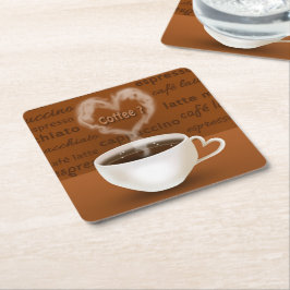 Posavasos Cuadrado De Papel Café? Humo con forma de corazón