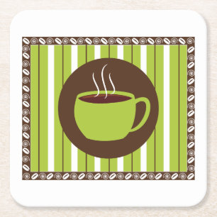 Posavasos Cuadrado De Papel Café Pinstripe