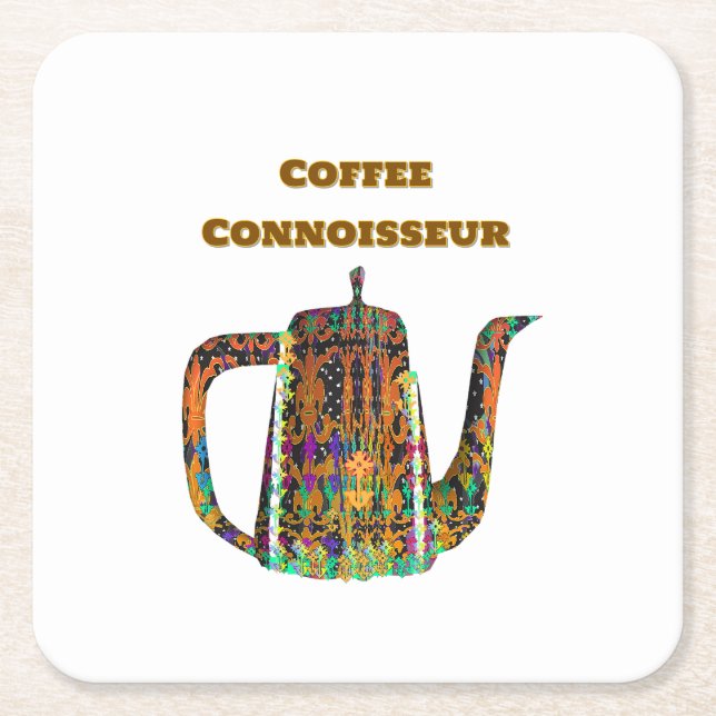 Posavasos Cuadrado De Papel Cafetera floral para catadores de café (Anverso)