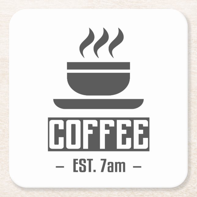 Posavasos Cuadrado De Papel Cafetería de la mañana (Anverso)
