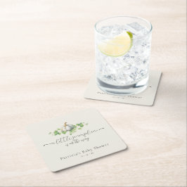 Posavasos Cuadrado De Papel Caída Calzada Blanca Baby Shower Square Coasters