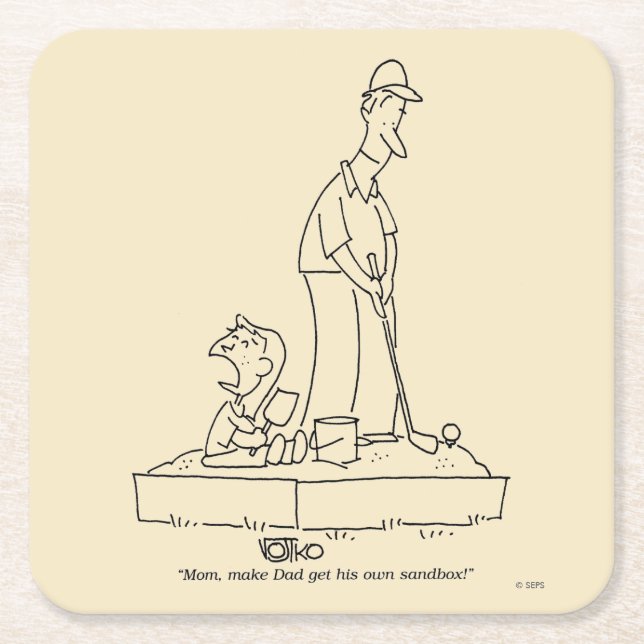 Posavasos Cuadrado De Papel Caja de arena (Anverso)