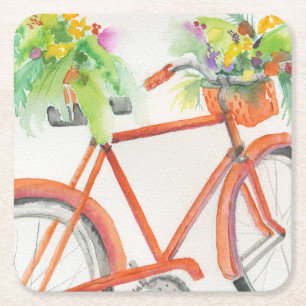Posavasos Cuadrado De Papel Caja de flores de bicicleta