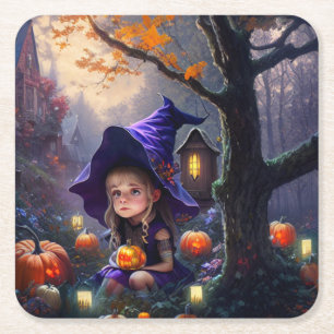 Posavasos Cuadrado De Papel calabaza/capricho/Halloween/personalizado