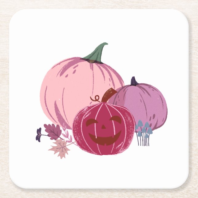 Posavasos Cuadrado De Papel Calabaza de la que hablar (Anverso)