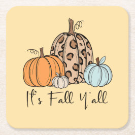 Posavasos Cuadrado De Papel Calabaza de moda de otoño | “Es otoño, chicos” cit