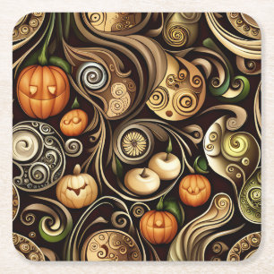 Posavasos Cuadrado De Papel Calabaza de Steampunk Halloween y placa de papel S