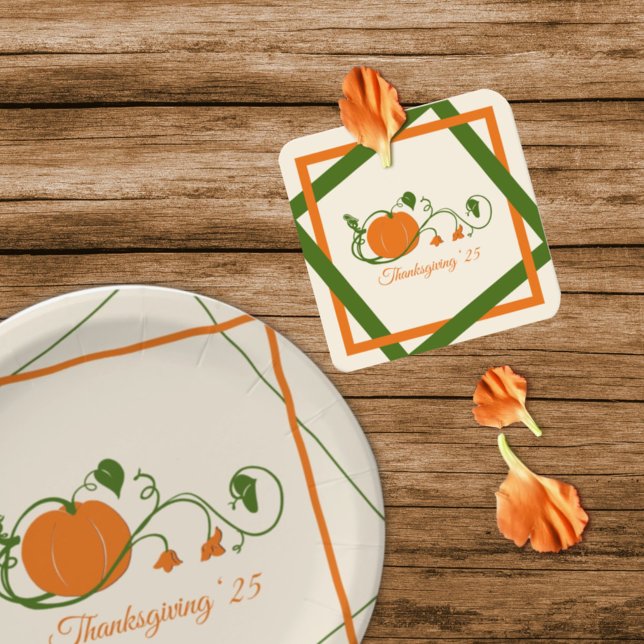 Posavasos Cuadrado De Papel Calabaza Vines Lattice (Subido por el creador)