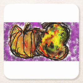 Posavasos Cuadrado De Papel Calabaza y calabaza