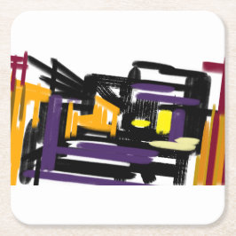 Posavasos Cuadrado De Papel Calabazas de gato negro