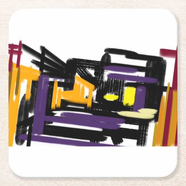 Posavasos Cuadrado De Papel Calabazas de gato negro (Anverso)