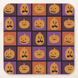 Posavasos Cuadrado De Papel Calabazas de Halloween