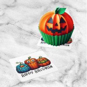 Posavasos Cuadrado De Papel Calabazas de Monster