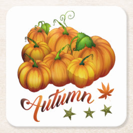Posavasos Cuadrado De Papel Calabazas de otoño  