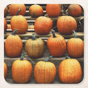 Posavasos Cuadrado De Papel Calabazas de otoño