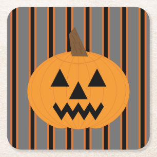 Posavasos Cuadrado De Papel Calabazas divertidas y divertidas de Halloween