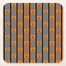 Posavasos Cuadrado De Papel Calabazas divertidas y divertidas de Halloween
