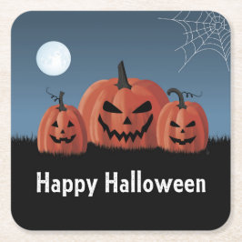 Posavasos Cuadrado De Papel Calabazas Halloween