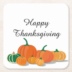 Posavasos Cuadrado De Papel Calabazas naranjas lindas