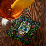 Posavasos Cuadrado De Papel Calavera de azúcar de Mariposa popular mexicana<br><div class="desc">Pascua de Papel de Cráneo de Azúcar de Mariposa Folk Mexicano - Presentando esta impresionante montaña de cráneo de azúcar folclórica mexicana. El bonito arte de Cavalera Sugar Skulls en México forma parte de una larga tradición de arte folclórico llamado "cráneo del azúcar" porque muchos fueron hechos con azúcar moldeado...</div>