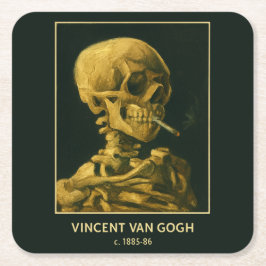 Posavasos Cuadrado De Papel Calavera Vintage Fumando – Única Inspirada en Van