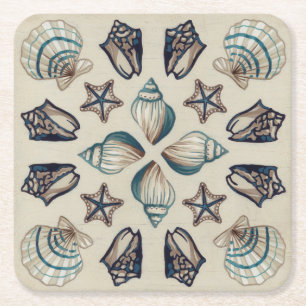 Posavasos Cuadrado De Papel Caleidoscopio costero I