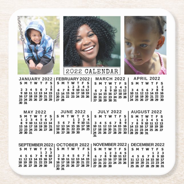 Posavasos Cuadrado De Papel Calendario 2022 (Consulte Descripción de la nueva  (Anverso)
