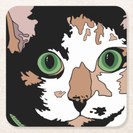 Posavasos Cuadrado De Papel Calico Cat