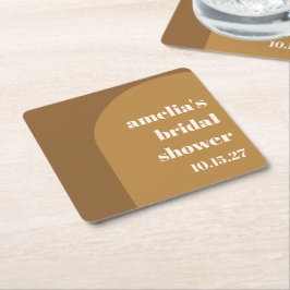 Posavasos Cuadrado De Papel Cálido Arco Marrón Otoño Personalizado Retro Ducha
