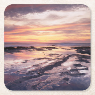 Posavasos Cuadrado De Papel California, San Diego, Sunset Cliffs, Sunset 1